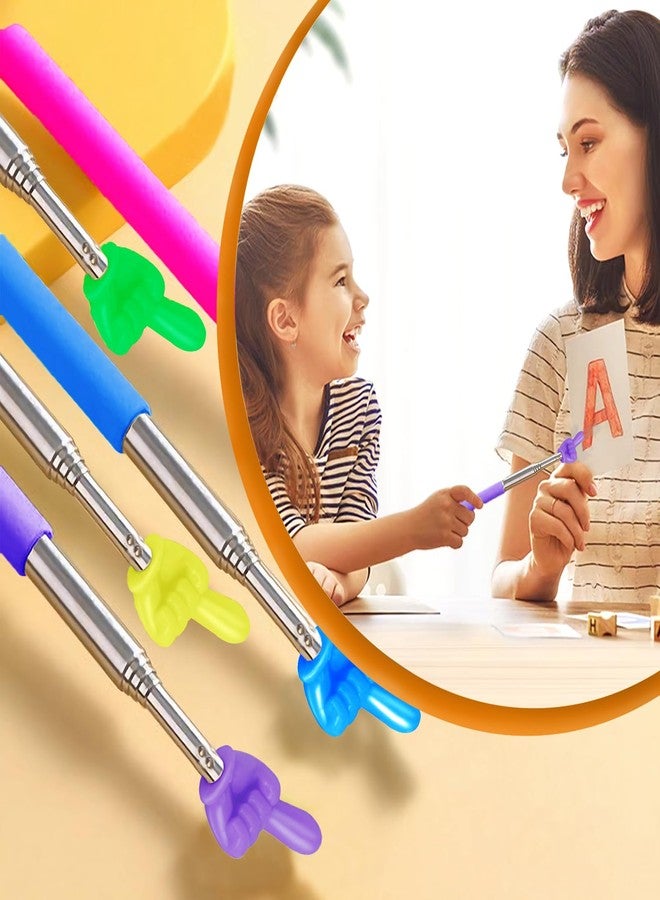 BENACES 5 Pack Retractable Teacher Pointer Stick, BENACES Telescope Mini Extendable Pointer Finger Stick with Anti Slip Grip, 5 Candy-Colored Tips, for Classroom Reading and Presentation Whiteboard - Image 4